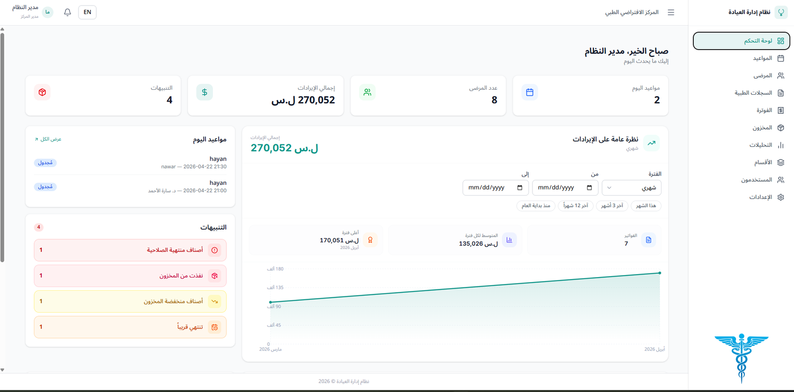  نظام إدارة المراكز الطبية
